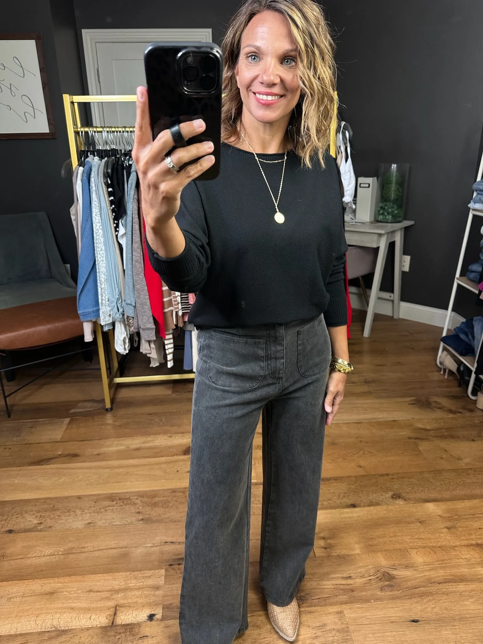 Little Black Lightweight Knit Sweater - Black