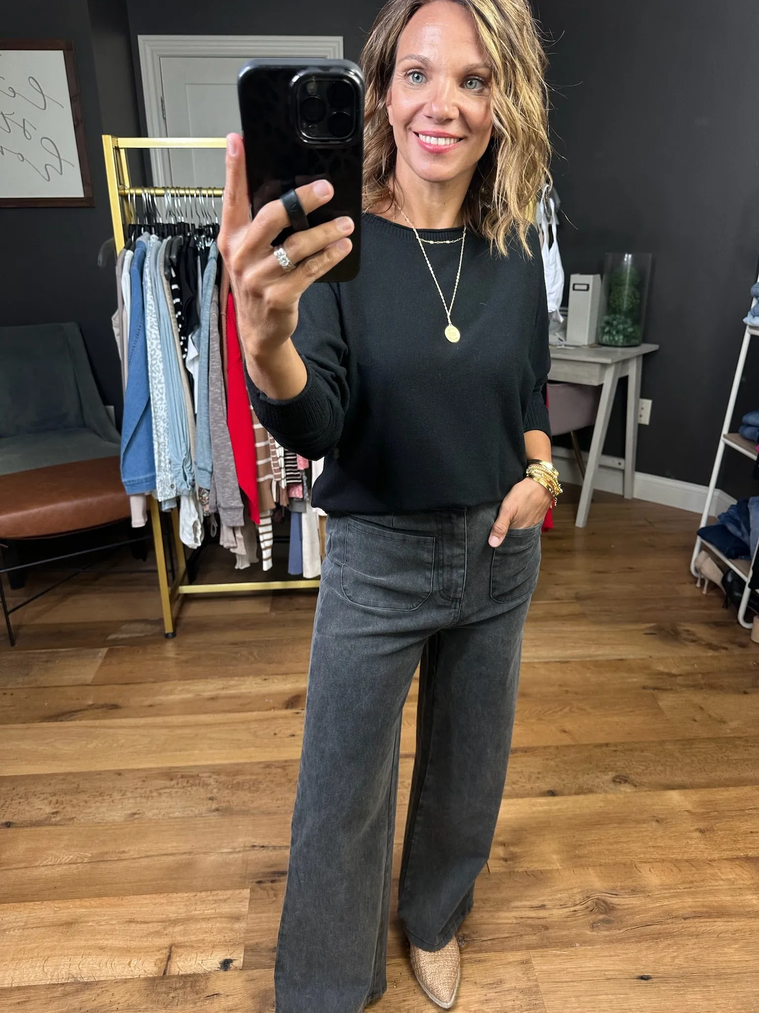 Little Black Lightweight Knit Sweater - Black
