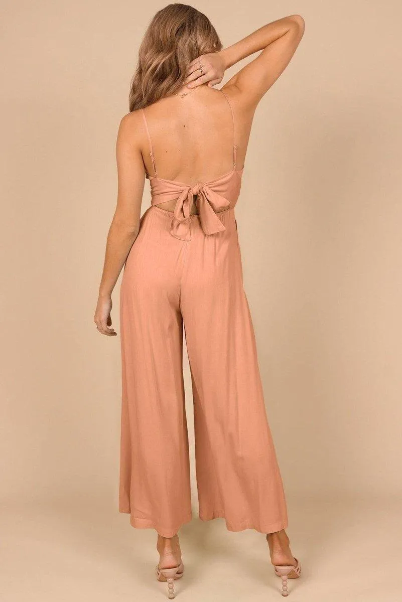 Lizzy Backless Knot Wide-Leg Jumpsuit
