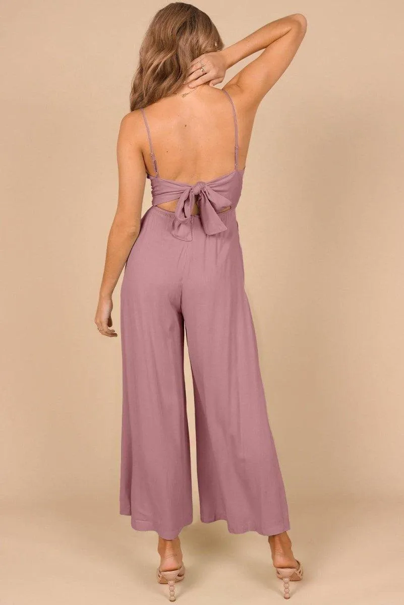 Lizzy Backless Knot Wide-Leg Jumpsuit