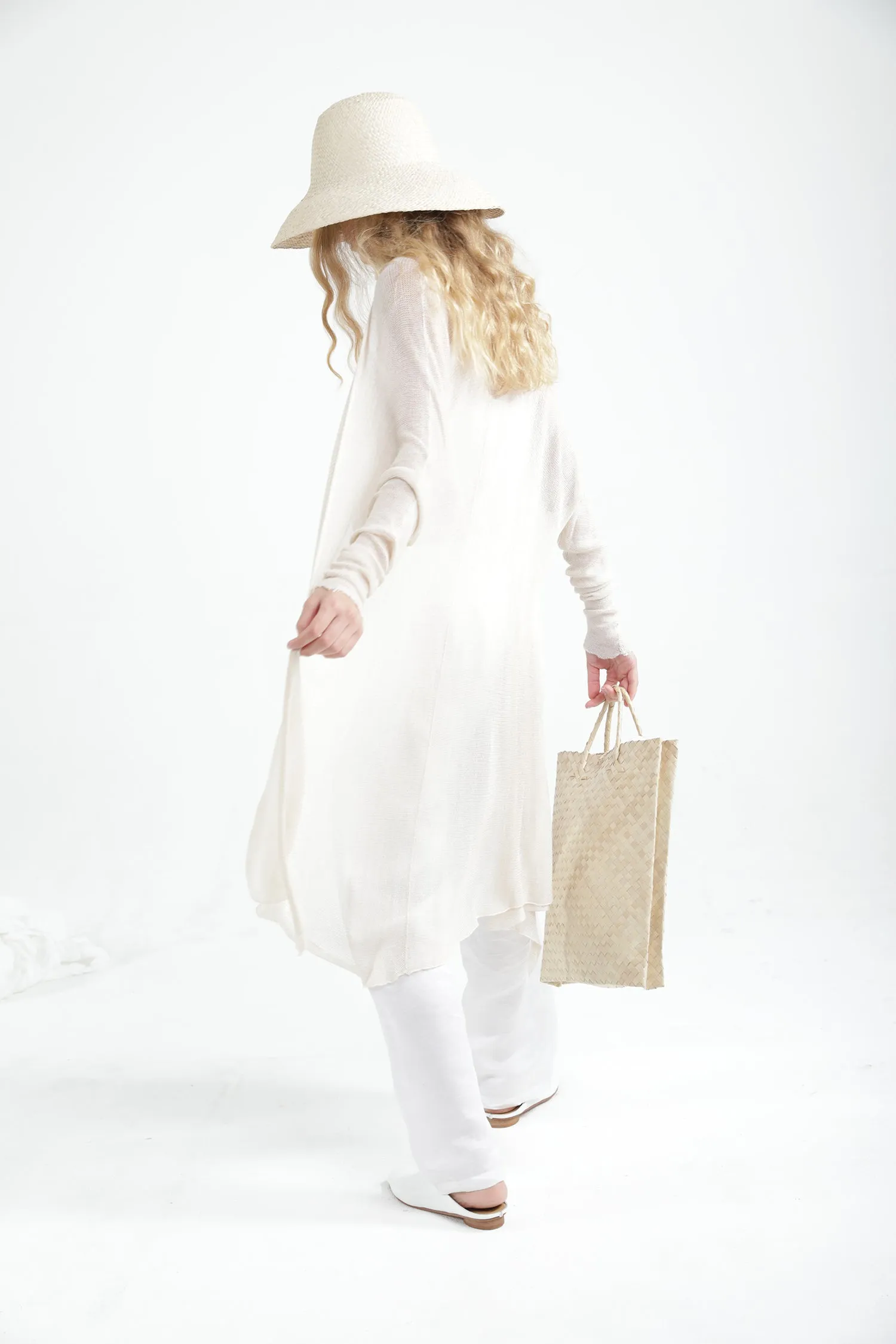 Long Bamboo Cardigan - Lavender purple / off white