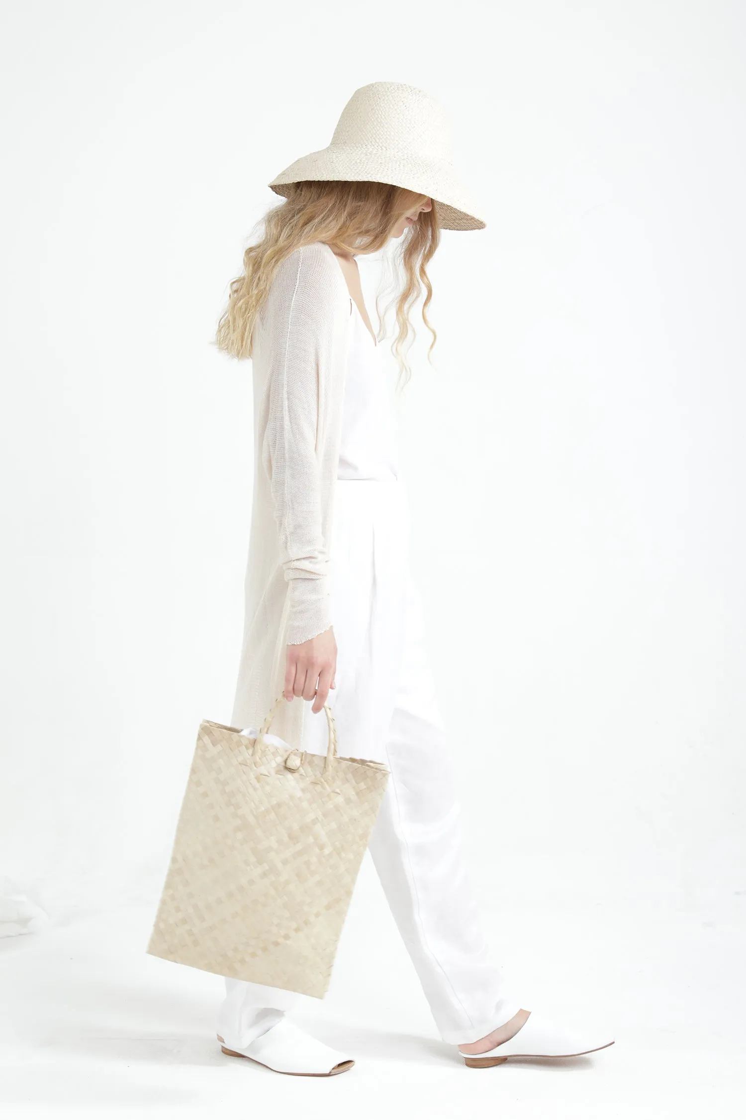 Long Bamboo Cardigan - Lavender purple / off white