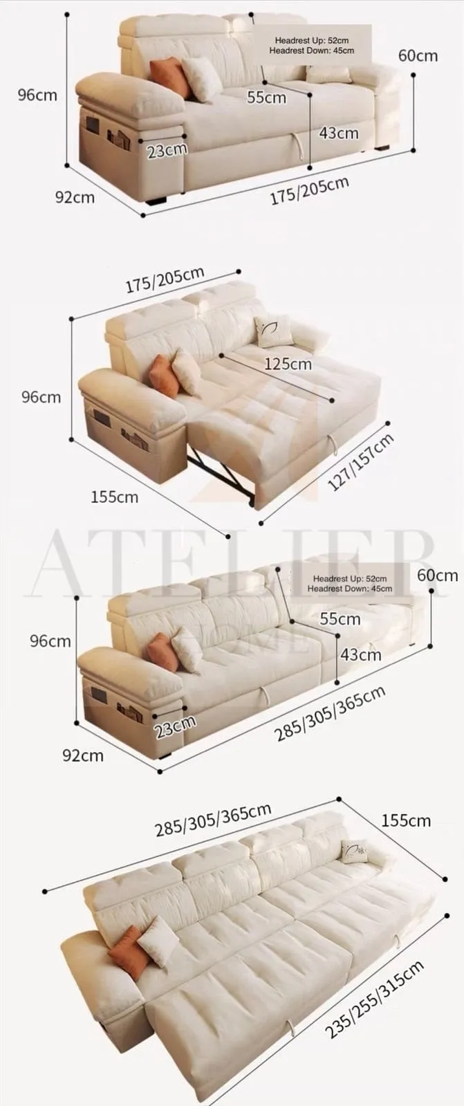 Marius Scratch Resistant Storage Sofa Bed