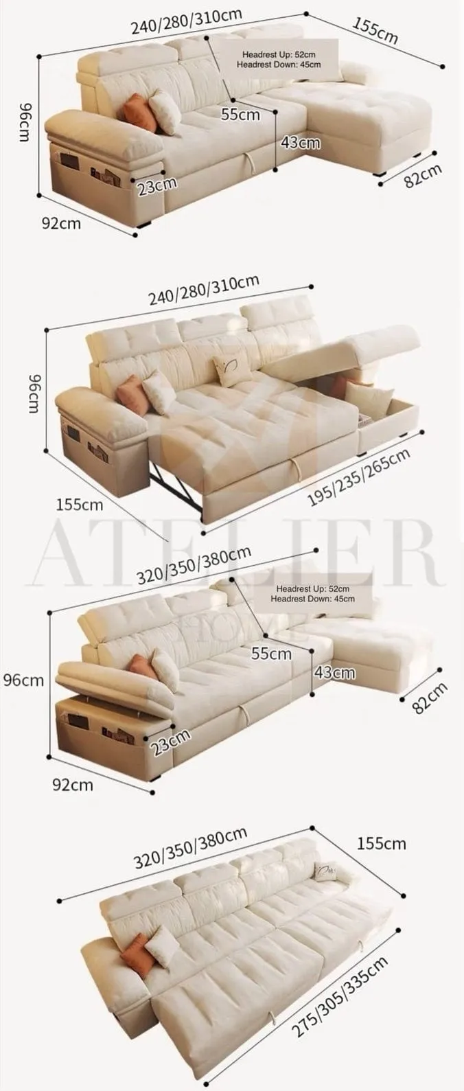 Marius Scratch Resistant Storage Sofa Bed