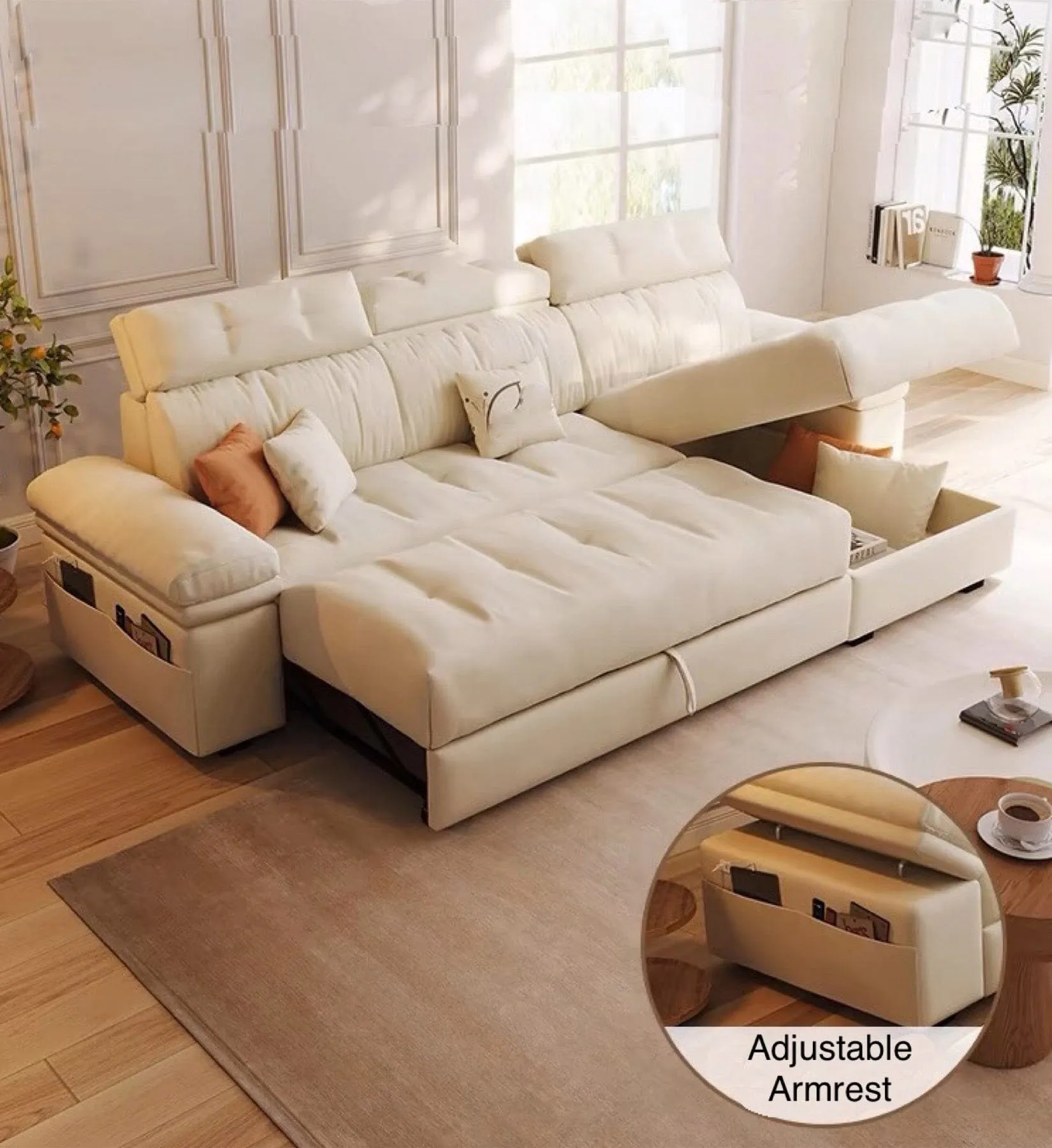 Marius Scratch Resistant Storage Sofa Bed