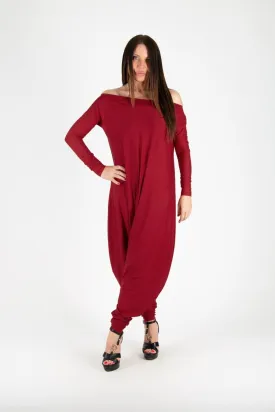 MARLA Dark Red Maxi Harem Jumpsuit