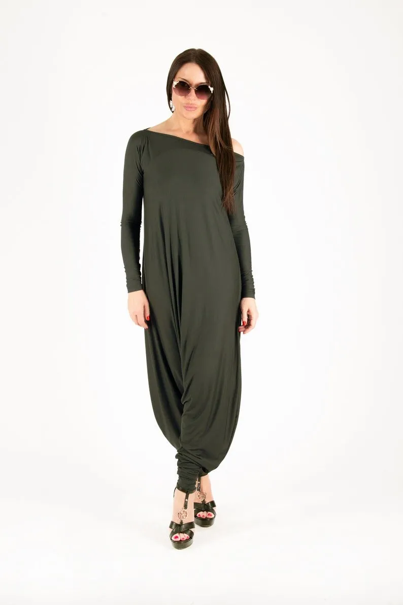MARLA Dark Red Maxi Harem Jumpsuit