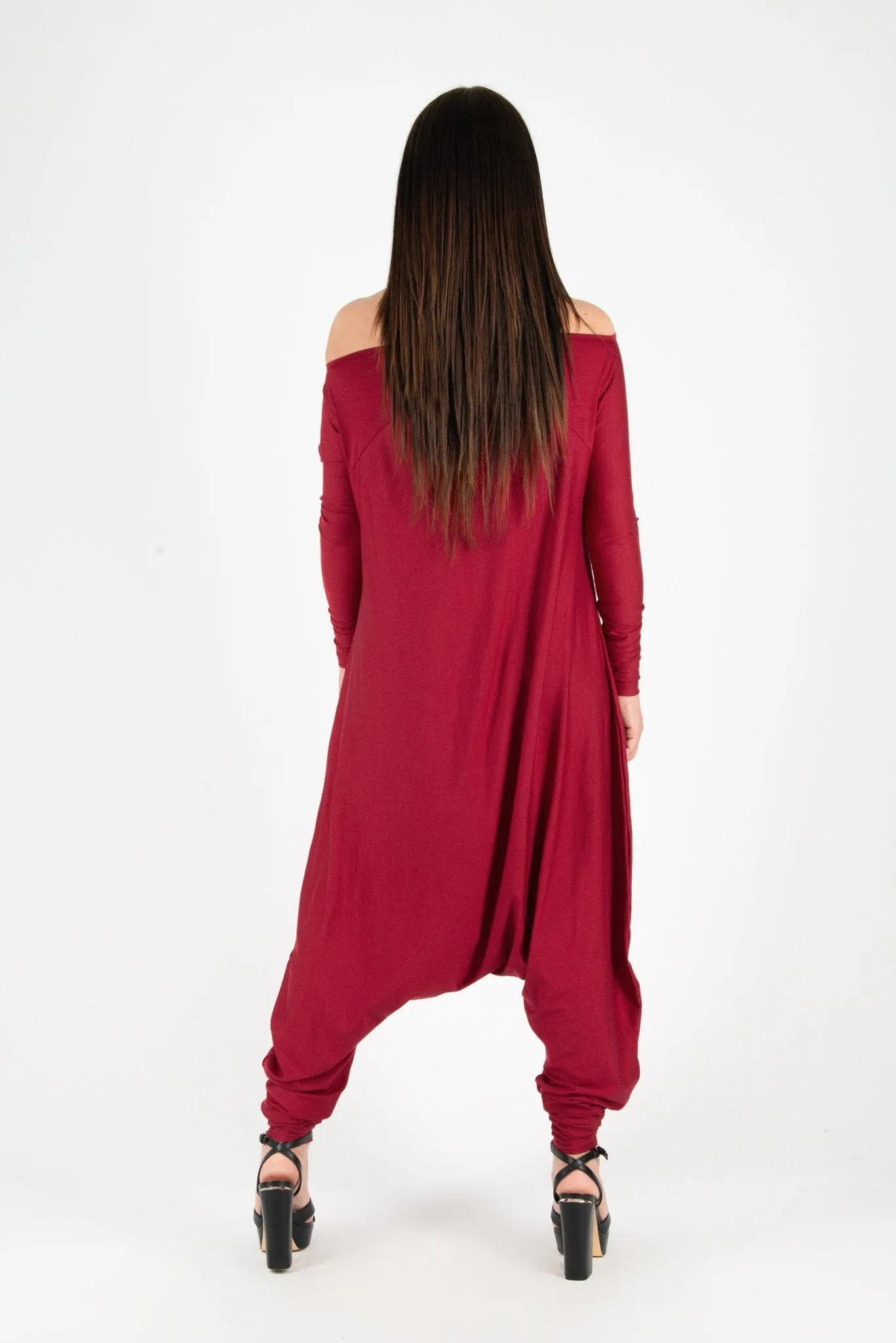 MARLA Dark Red Maxi Harem Jumpsuit