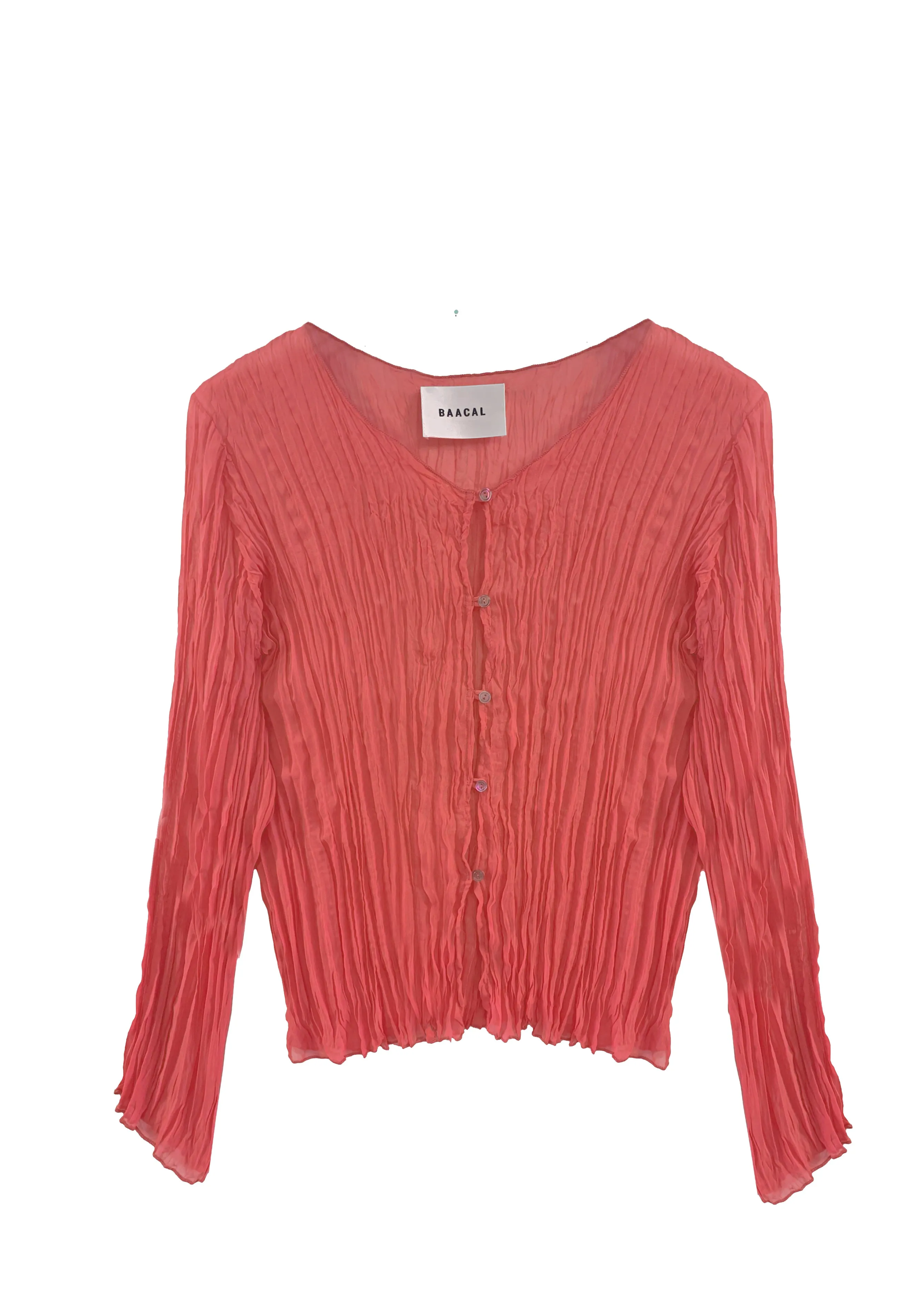 Maya Pleated Cardigan- Coral