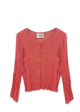 Maya Pleated Cardigan- Coral