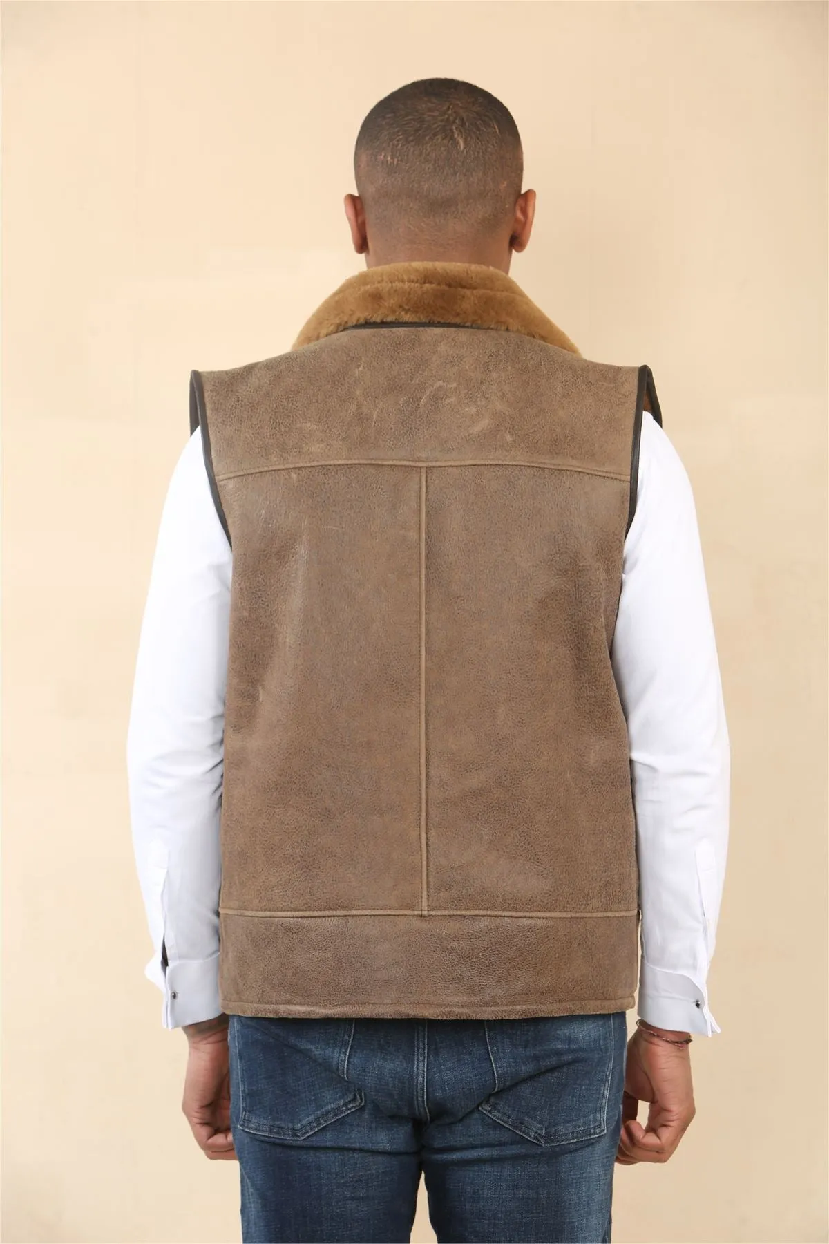 Men's Aviator Shearling Sheepskin Gilet