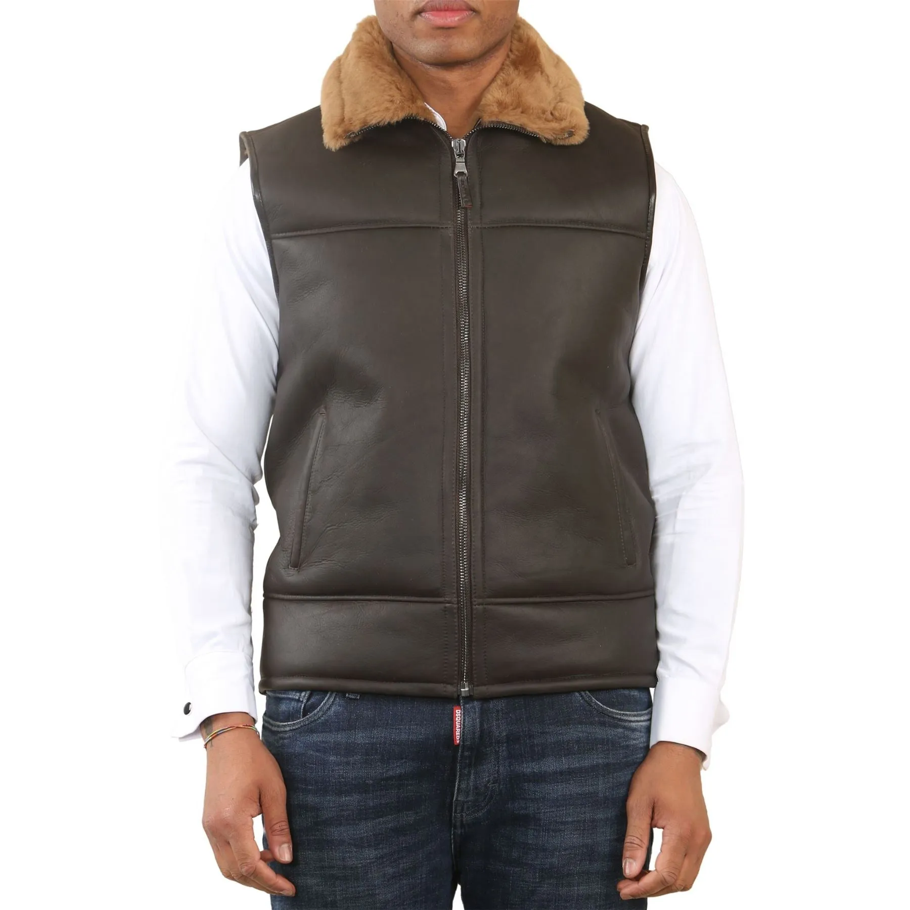 Men's Aviator Shearling Sheepskin Gilet