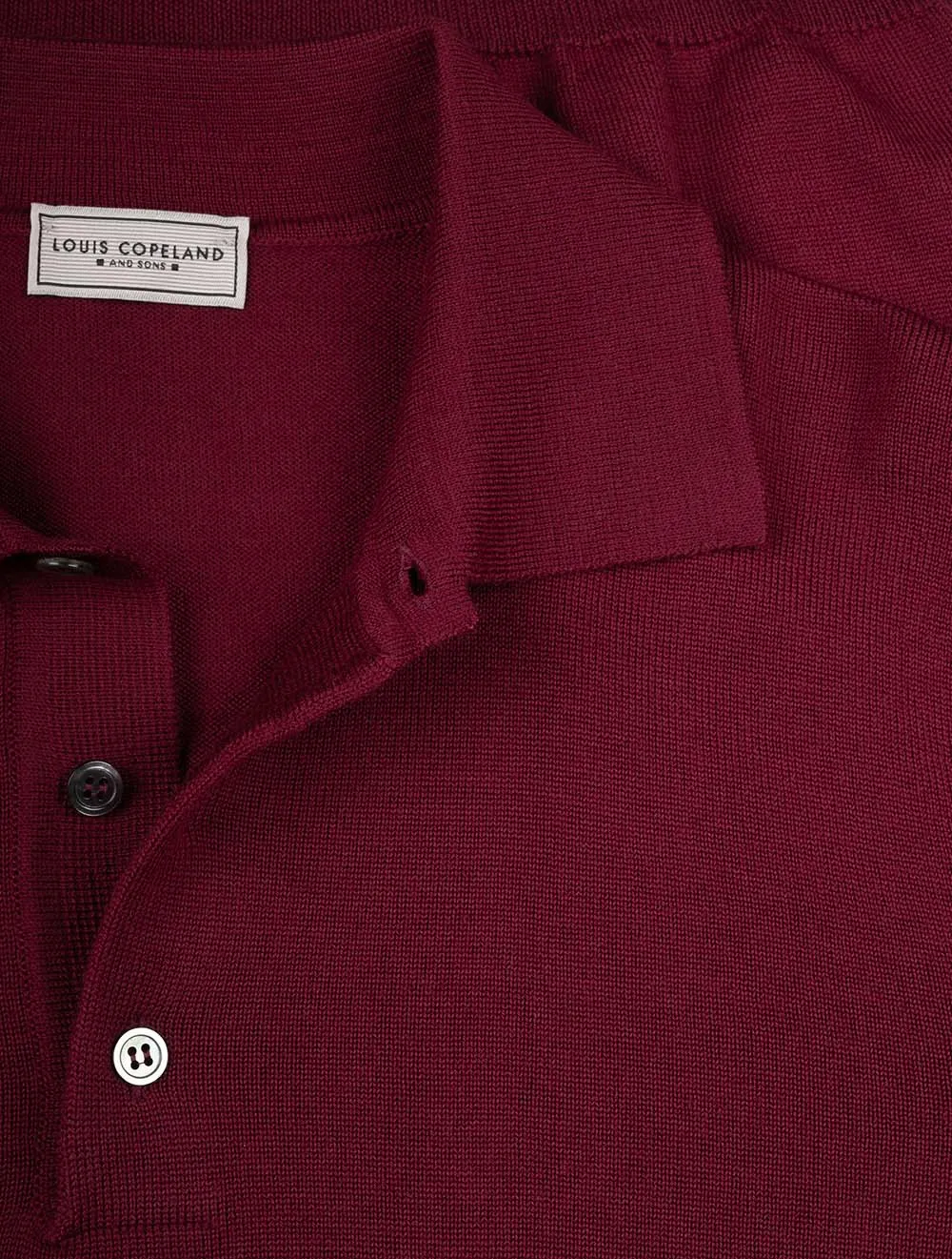 Merino Long Sleeve Polo Bordeaux
