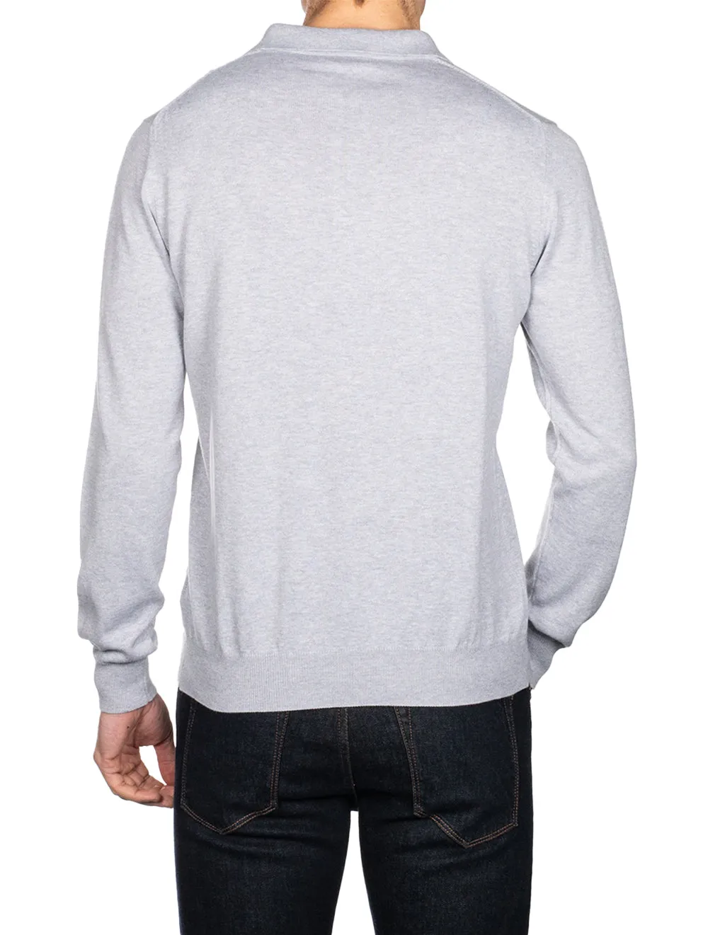 Merino Long Sleeve Polo Grey