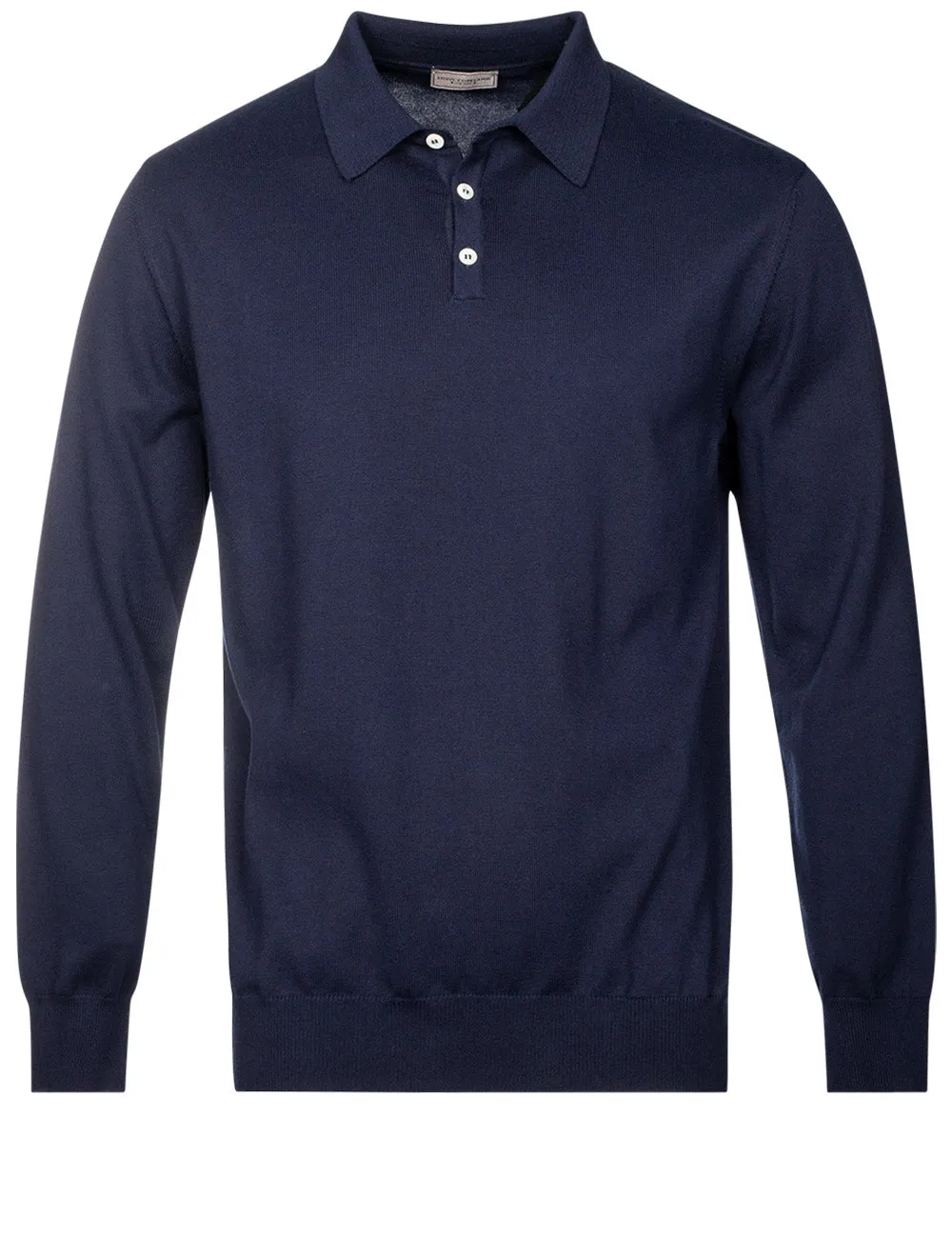 Merino Long Sleeve Polo Navy