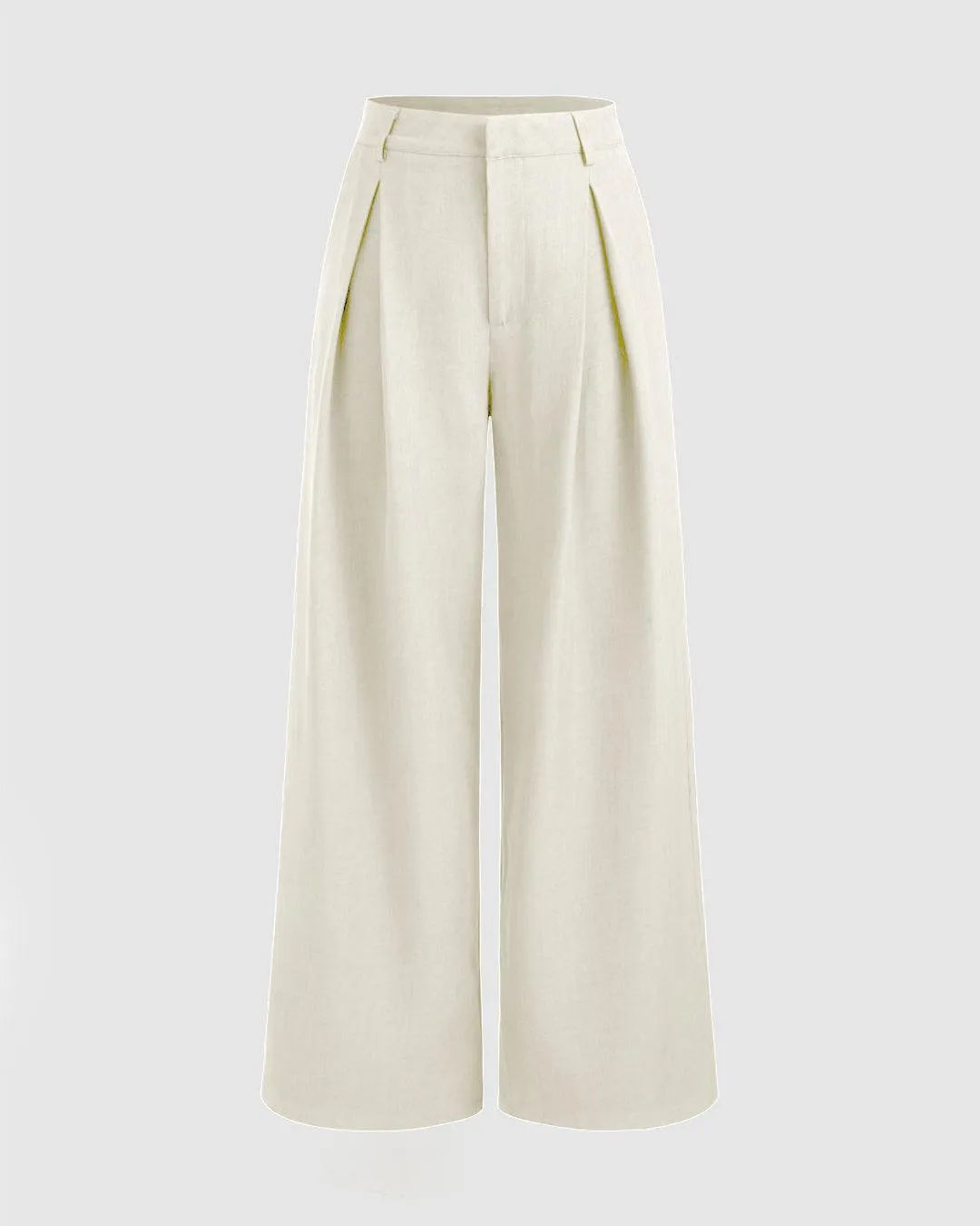 Mid Rise Solid Pocket Straight Leg Trousers In Off-White