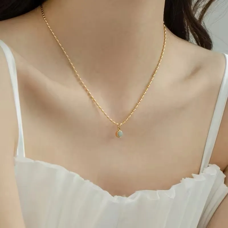 Minimalist Vintage Elegant Stainless Steel Circular Pendant Necklace