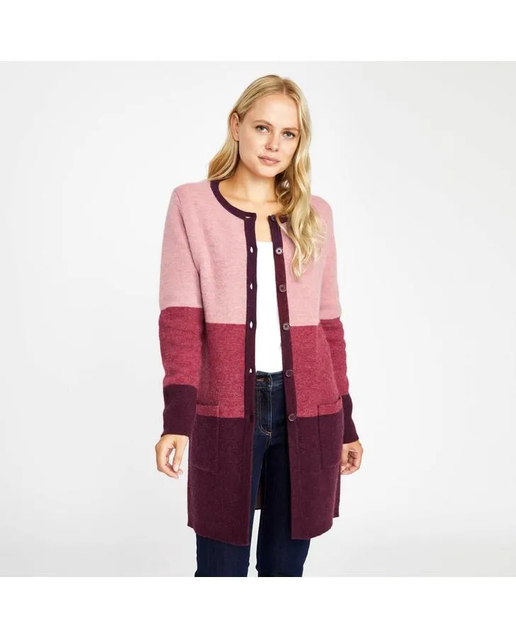Morello Boiled Wool Colour Block Cardigan