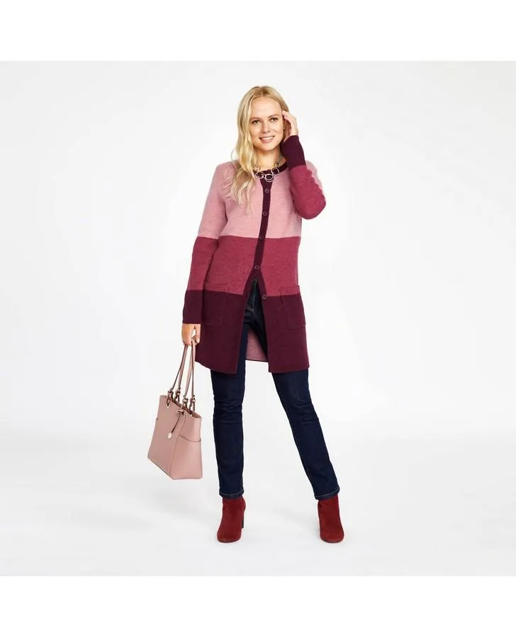 Morello Boiled Wool Colour Block Cardigan