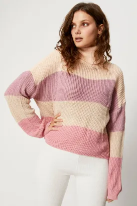 Multi Roll Neck Colourblock Knit
