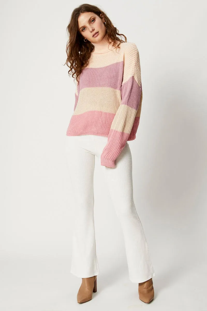 Multi Roll Neck Colourblock Knit