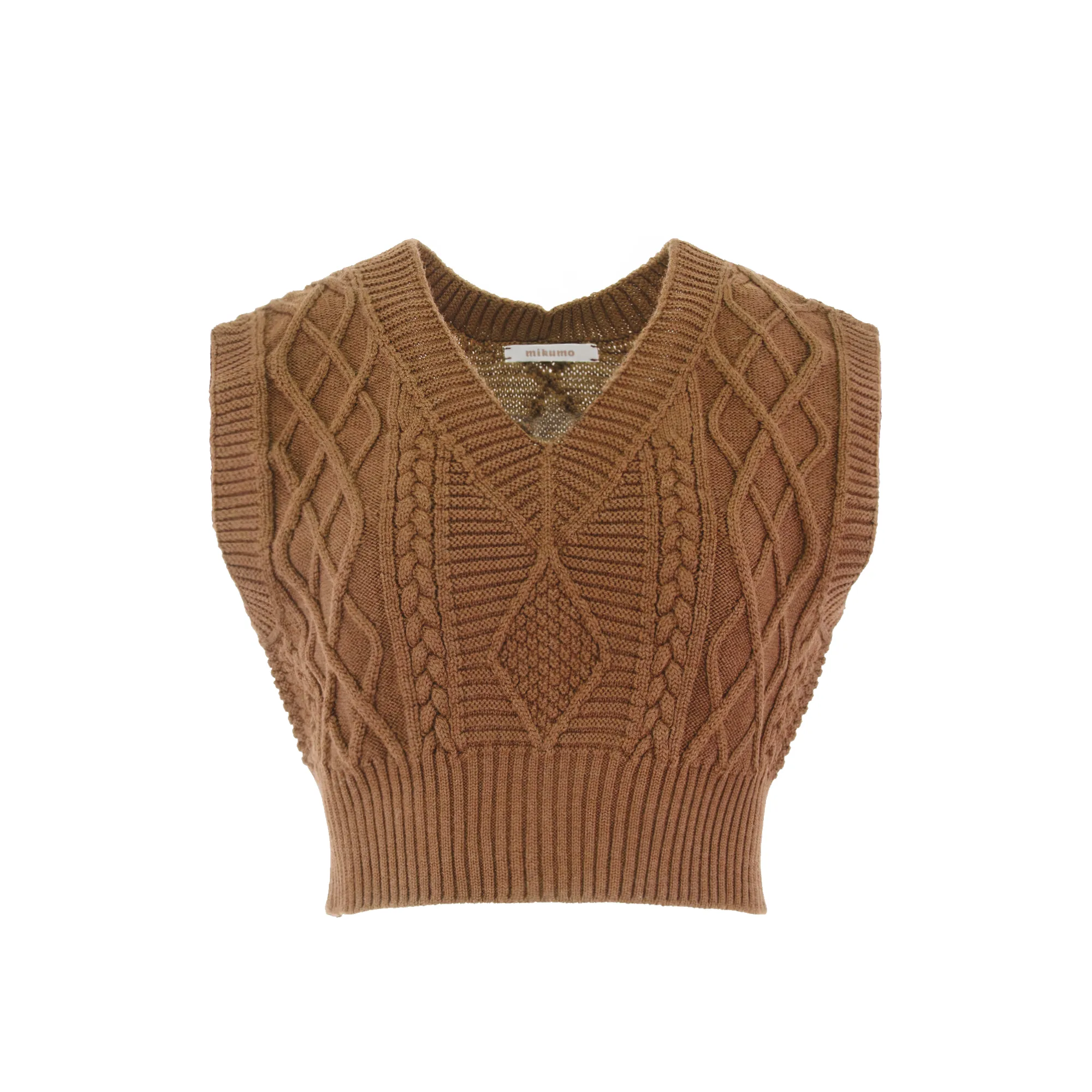 Nora Merino Wool Cropped Sweater Vest - Camel
