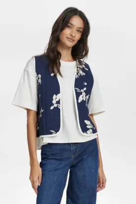 Numph Nustellas Navy Floral Padded Gilet
