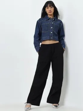 Nuon Black Wide Leg-Fit Mid-Rise Parachute Pants