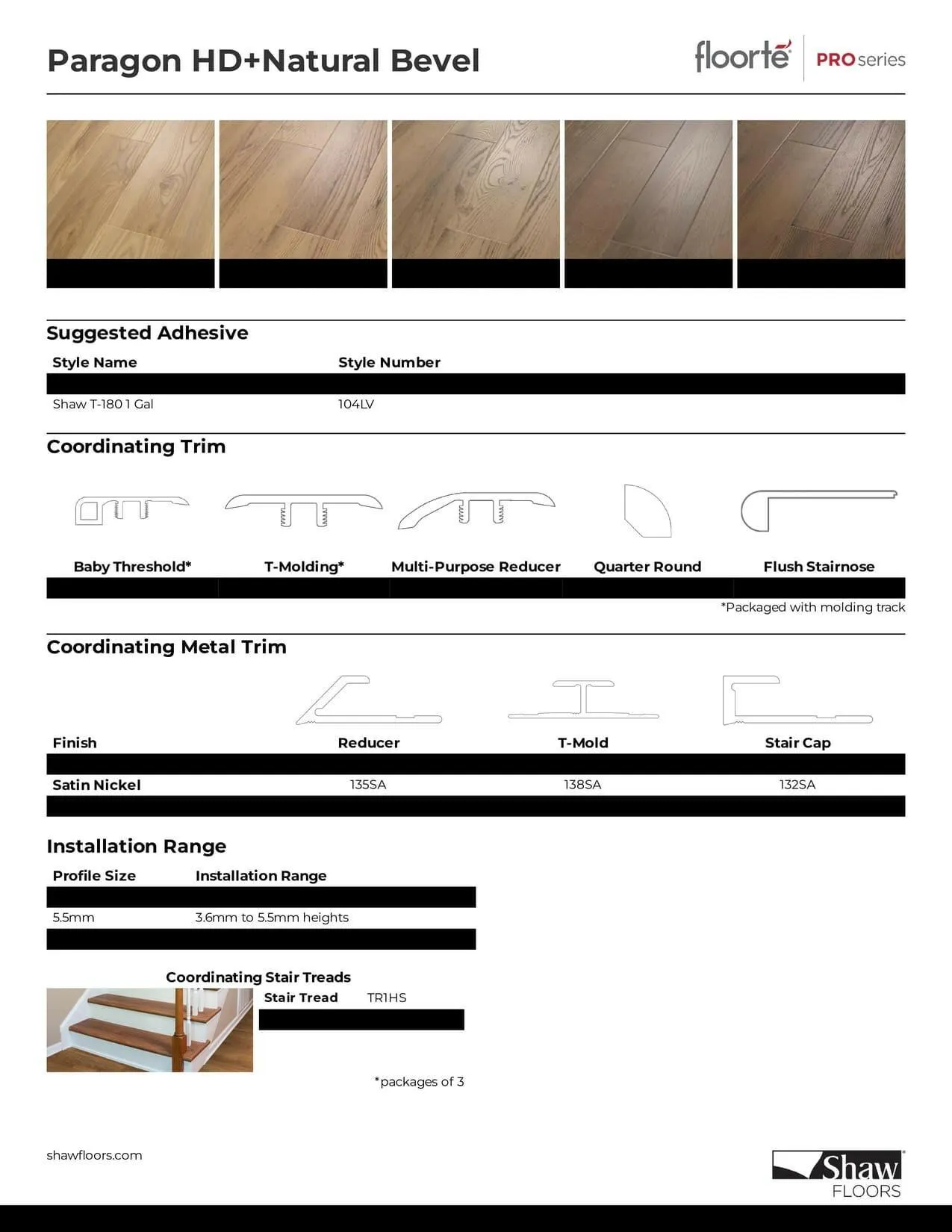 ORIEL - Shaw Vinyl 6mm PARAGON HD NATURAL BEVEL