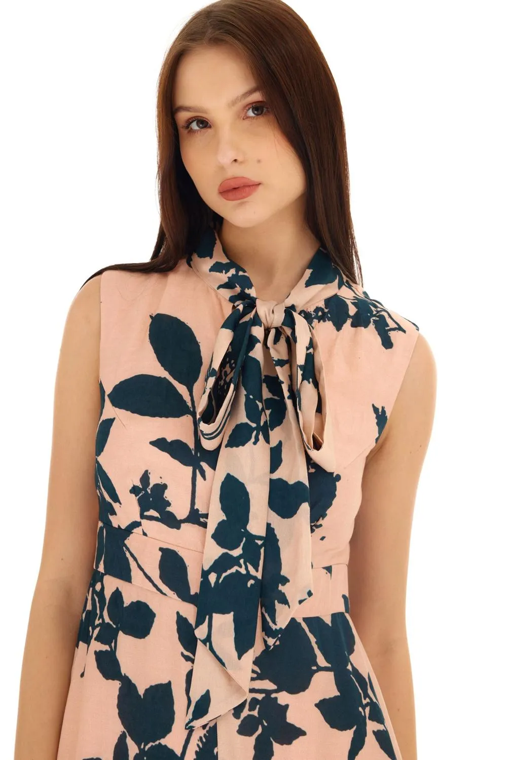 Pink & Teal Floral Bow Tie Jumpsuit