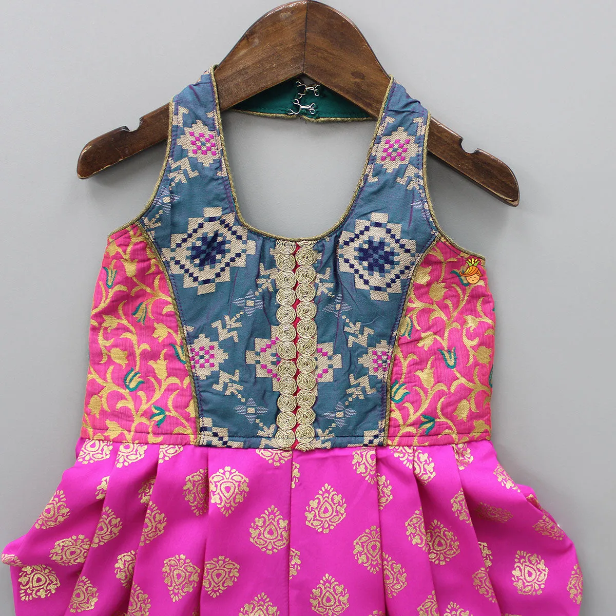 Pink Halterneck Dhoti Style Printed Jumpsuit