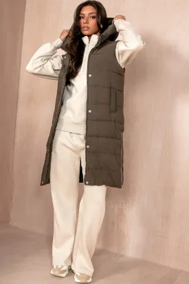 Pippa Khaki Oversized Longline Gilet