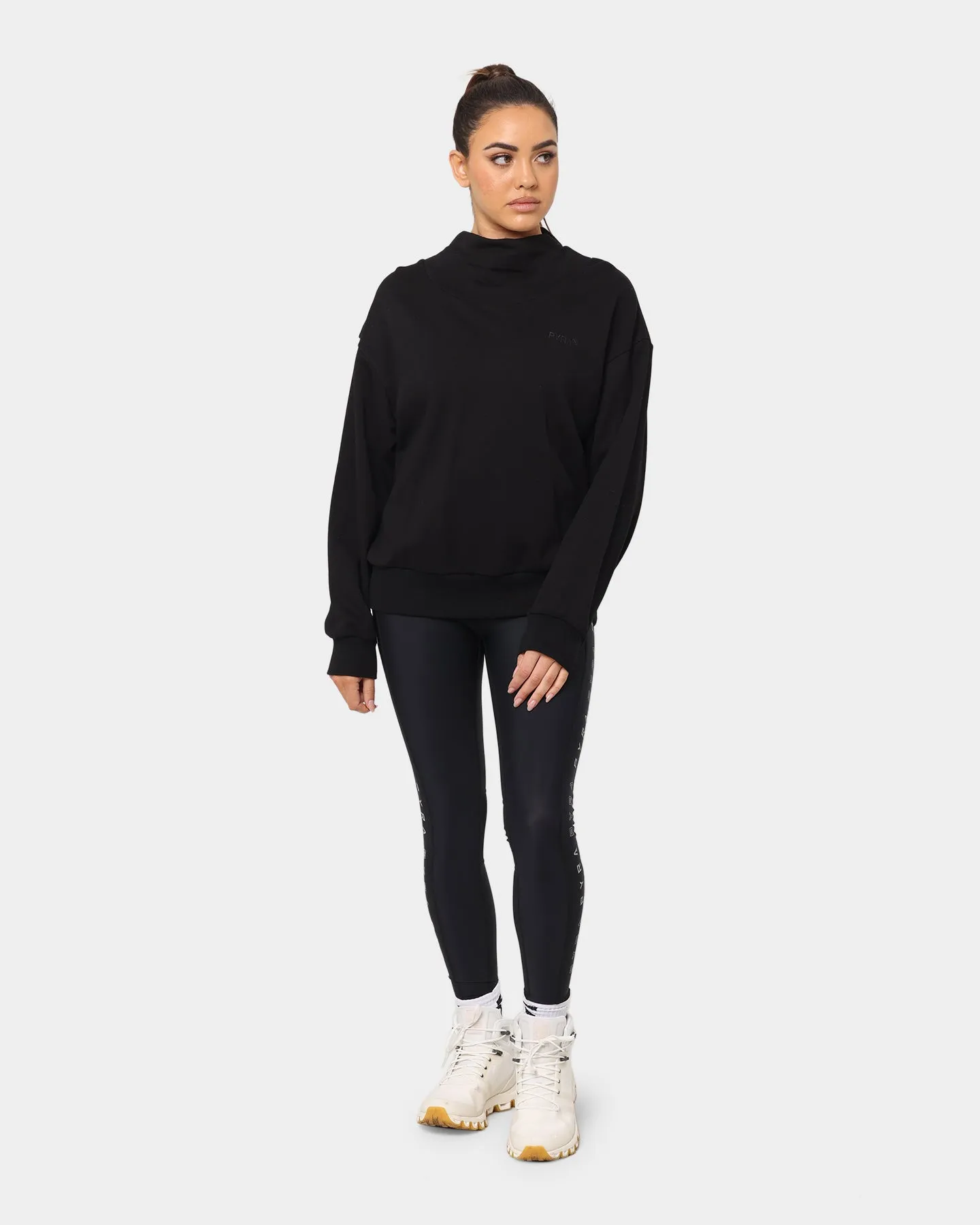 PYRA Women's Oversized Turtleneck Sweater Washed Black