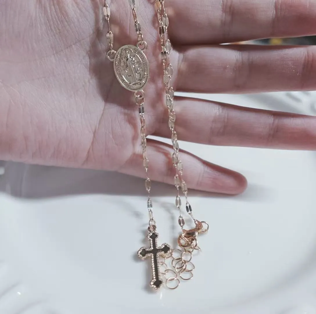 Religious - Inspired Gold Chain Necklace with Mary & Cross Charms