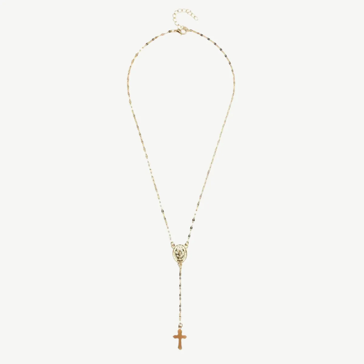Religious - Inspired Gold Chain Necklace with Mary & Cross Charms