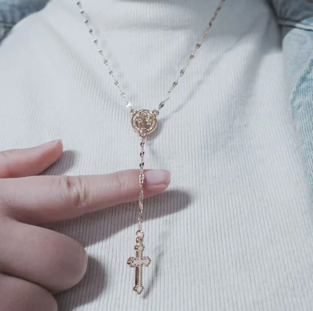 Religious - Inspired Gold Chain Necklace with Mary & Cross Charms