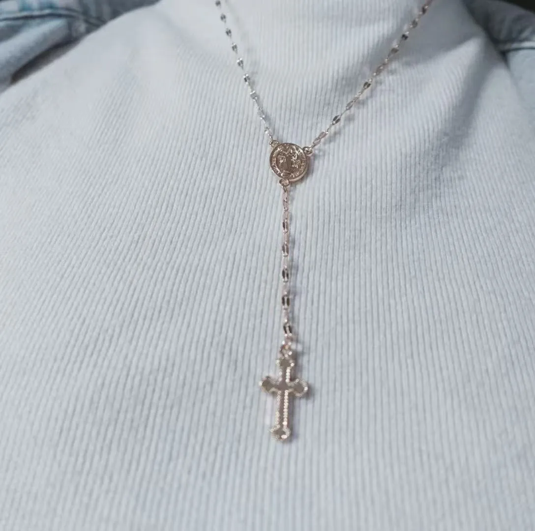 Religious - Inspired Gold Chain Necklace with Mary & Cross Charms