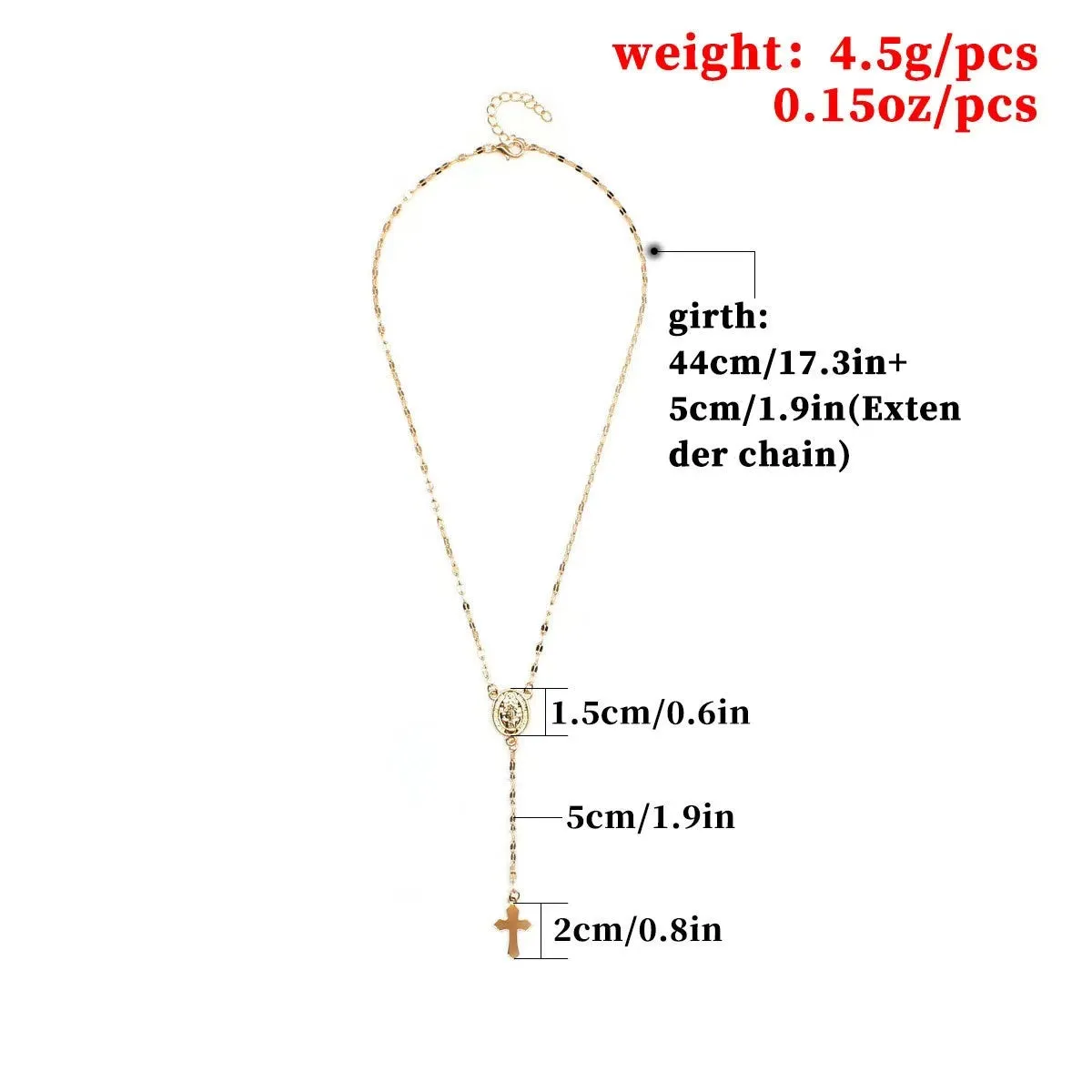 Religious - Inspired Gold Chain Necklace with Mary & Cross Charms