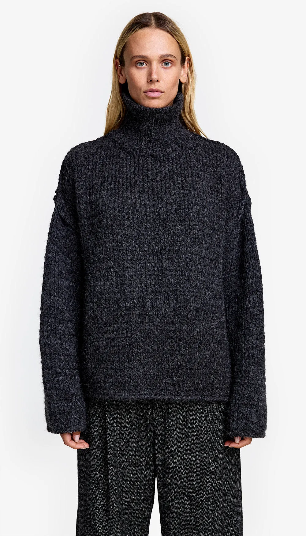 Reverse Seam Turtleneck Sweater