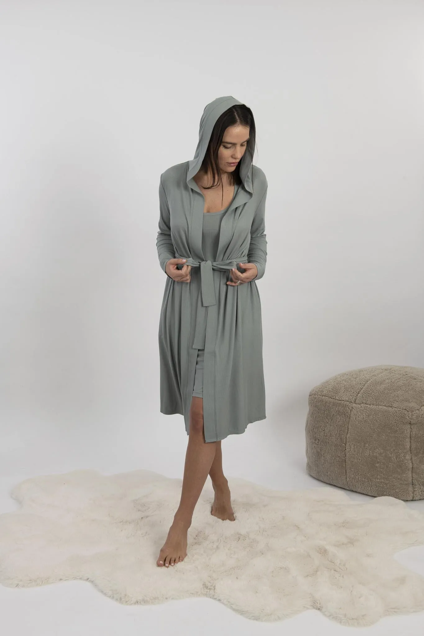 Ribbed cardigan in olive