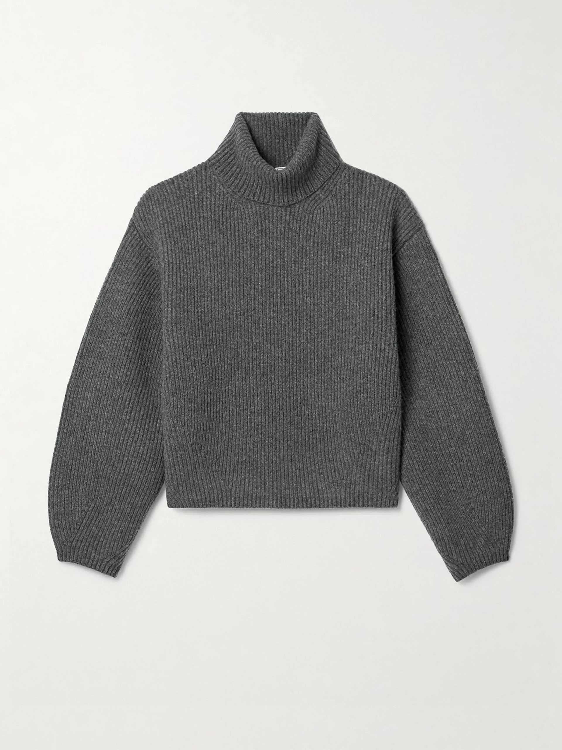 Ribbed wool-blend turtleneck sweater