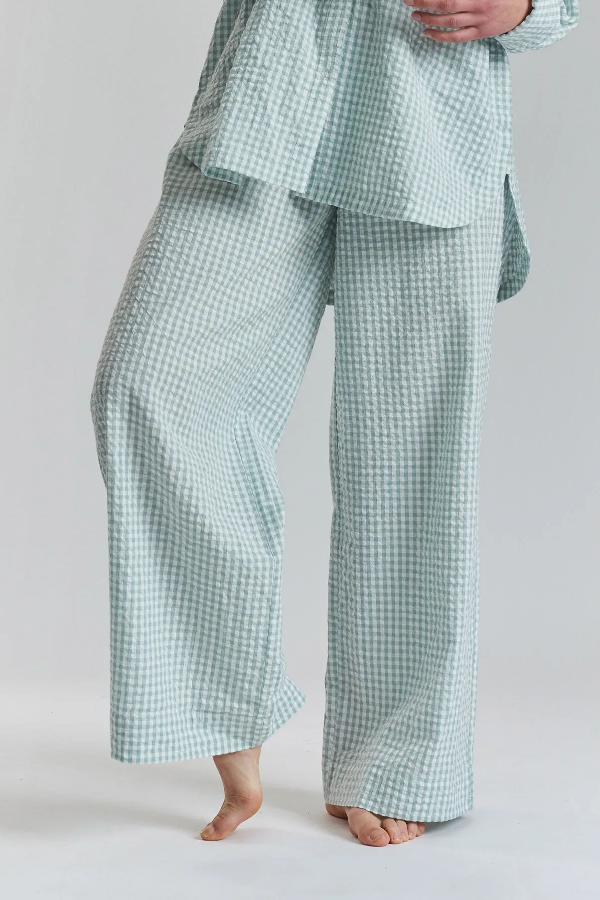 Robinia ethical-cotton pyjama wide-leg trousers - Fjordland Green