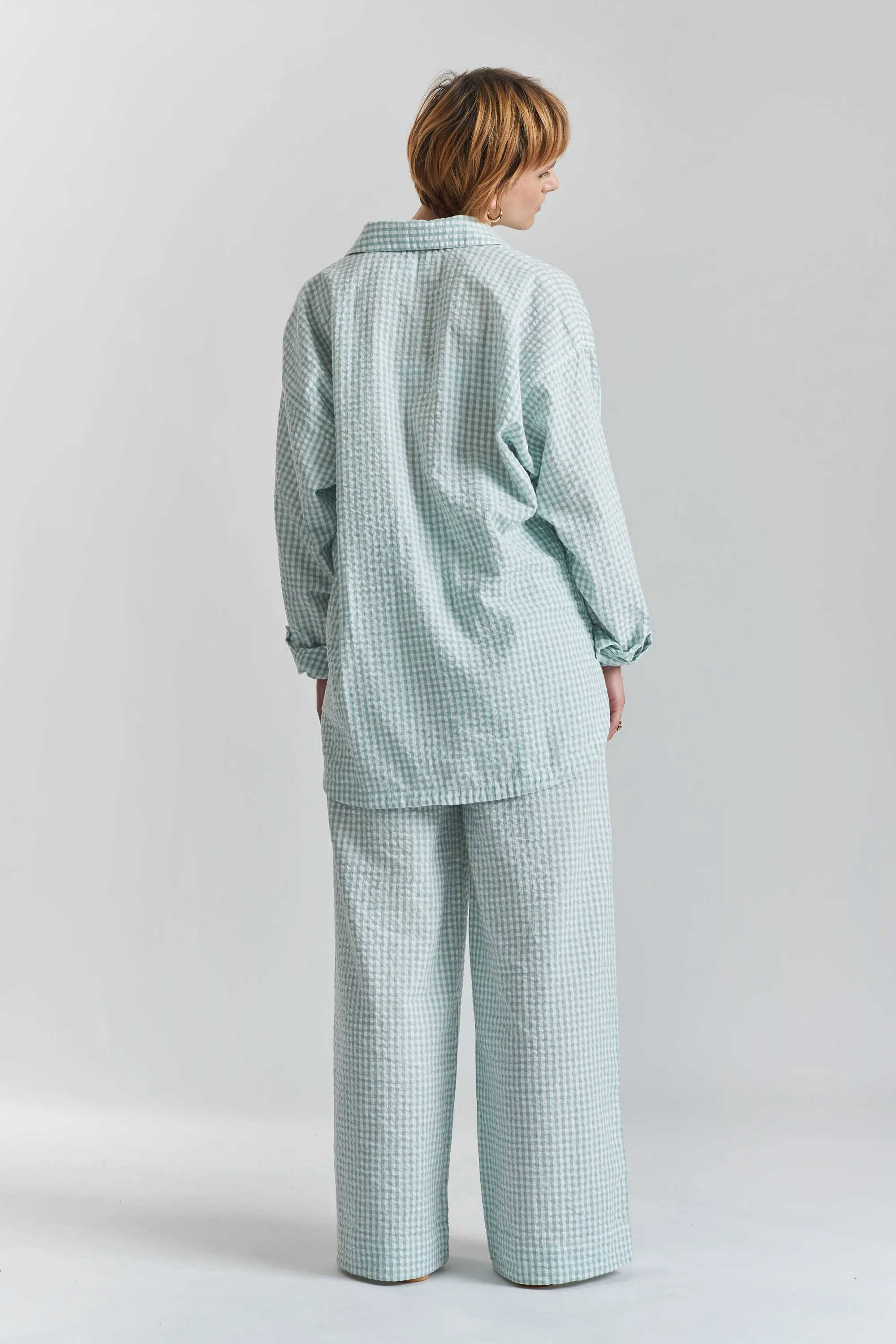 Robinia ethical-cotton pyjama wide-leg trousers - Fjordland Green