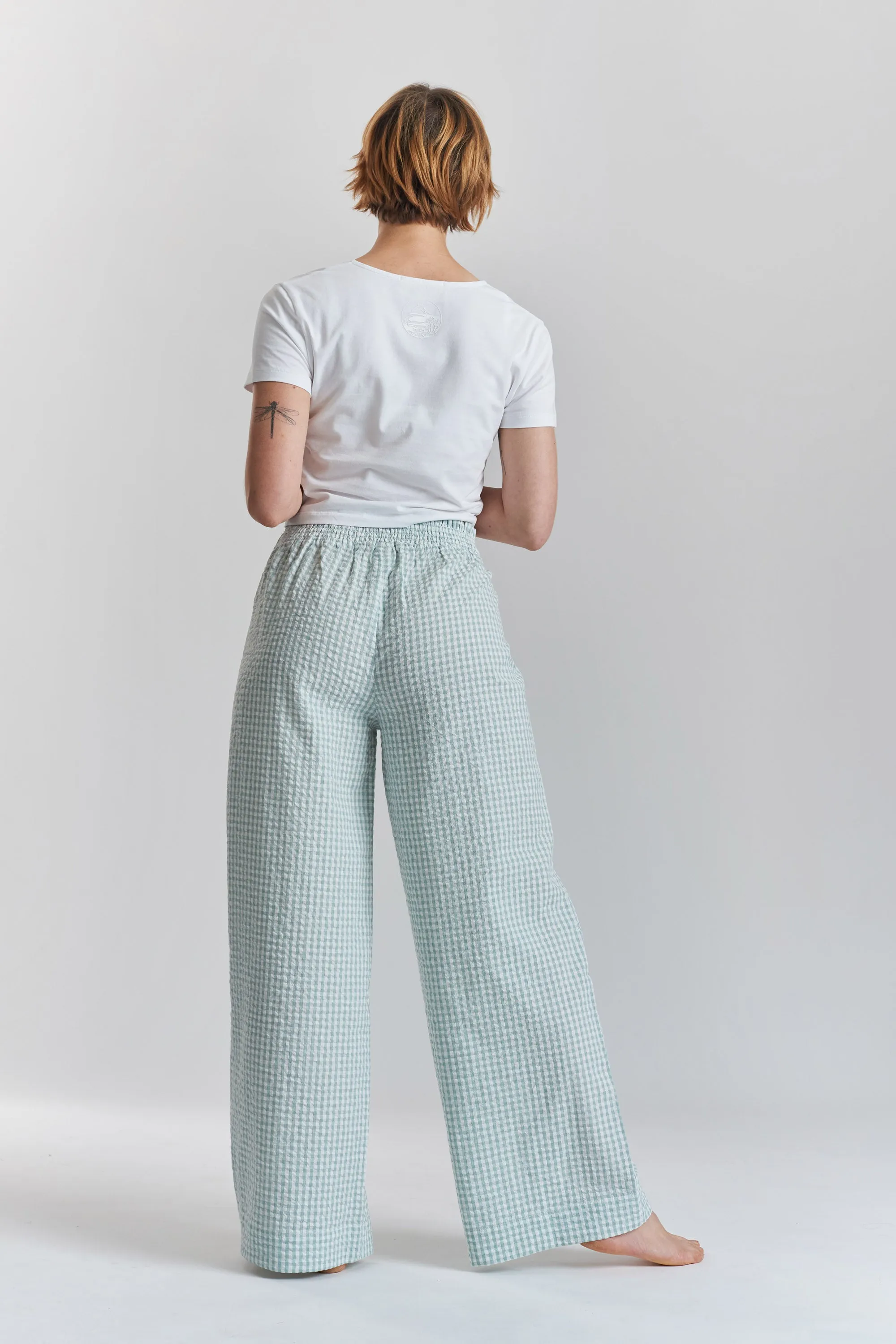 Robinia ethical-cotton pyjama wide-leg trousers - Fjordland Green