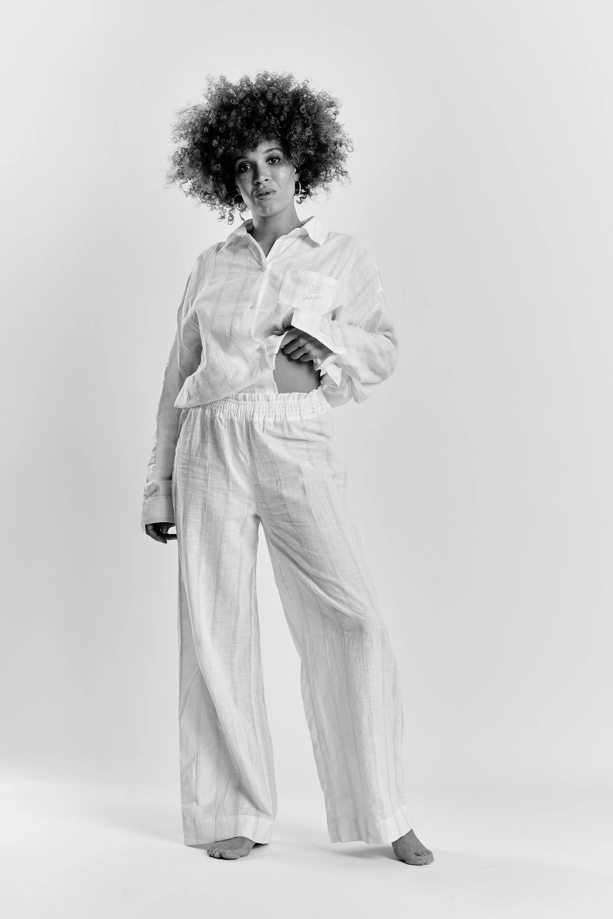 Robinia ethical-cotton pyjama wide-leg trousers - Summer Sand Beige