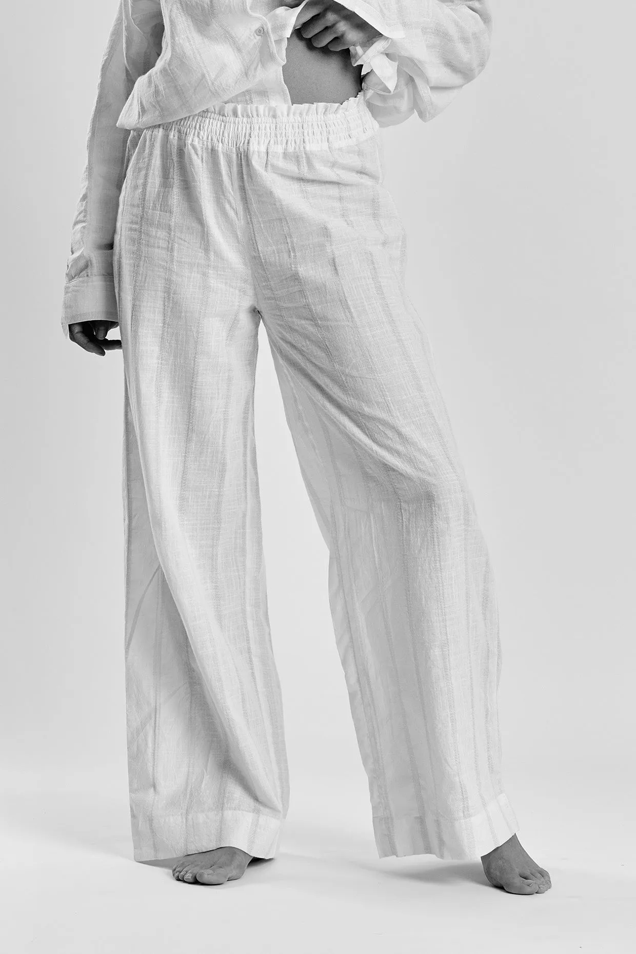 Robinia ethical-cotton pyjama wide-leg trousers - Summer Sand Beige