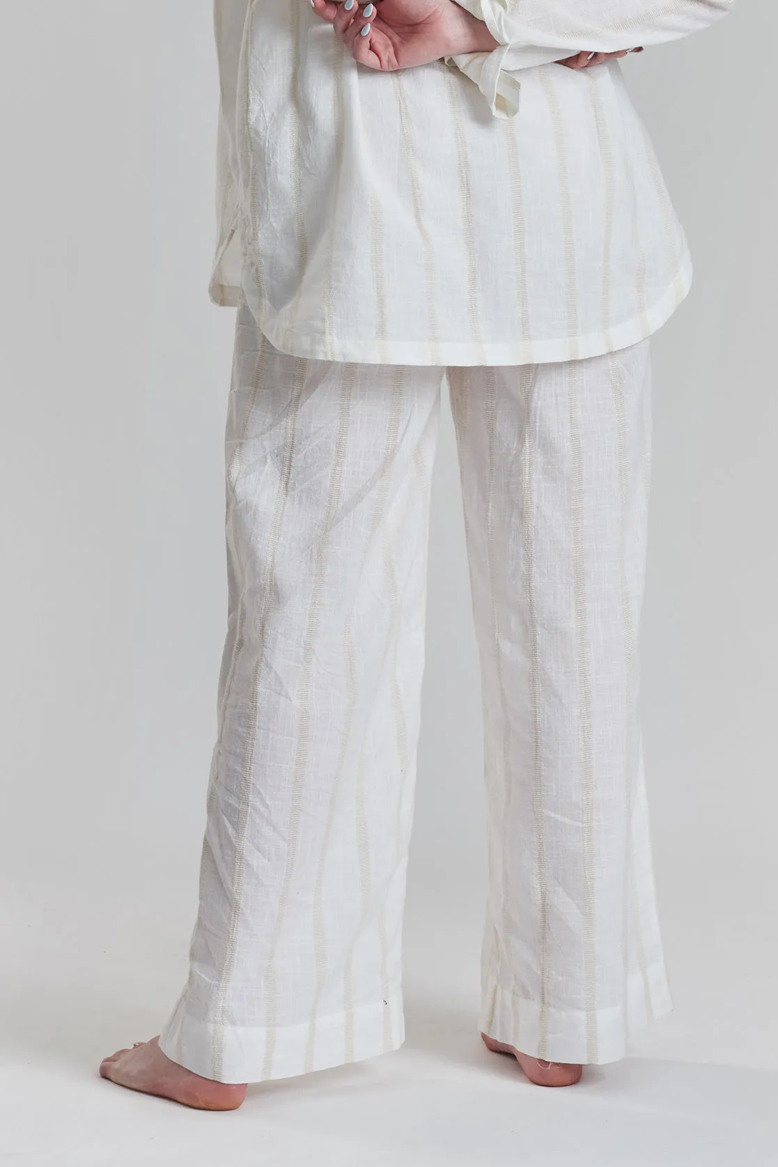 Robinia ethical-cotton pyjama wide-leg trousers - Summer Sand Beige