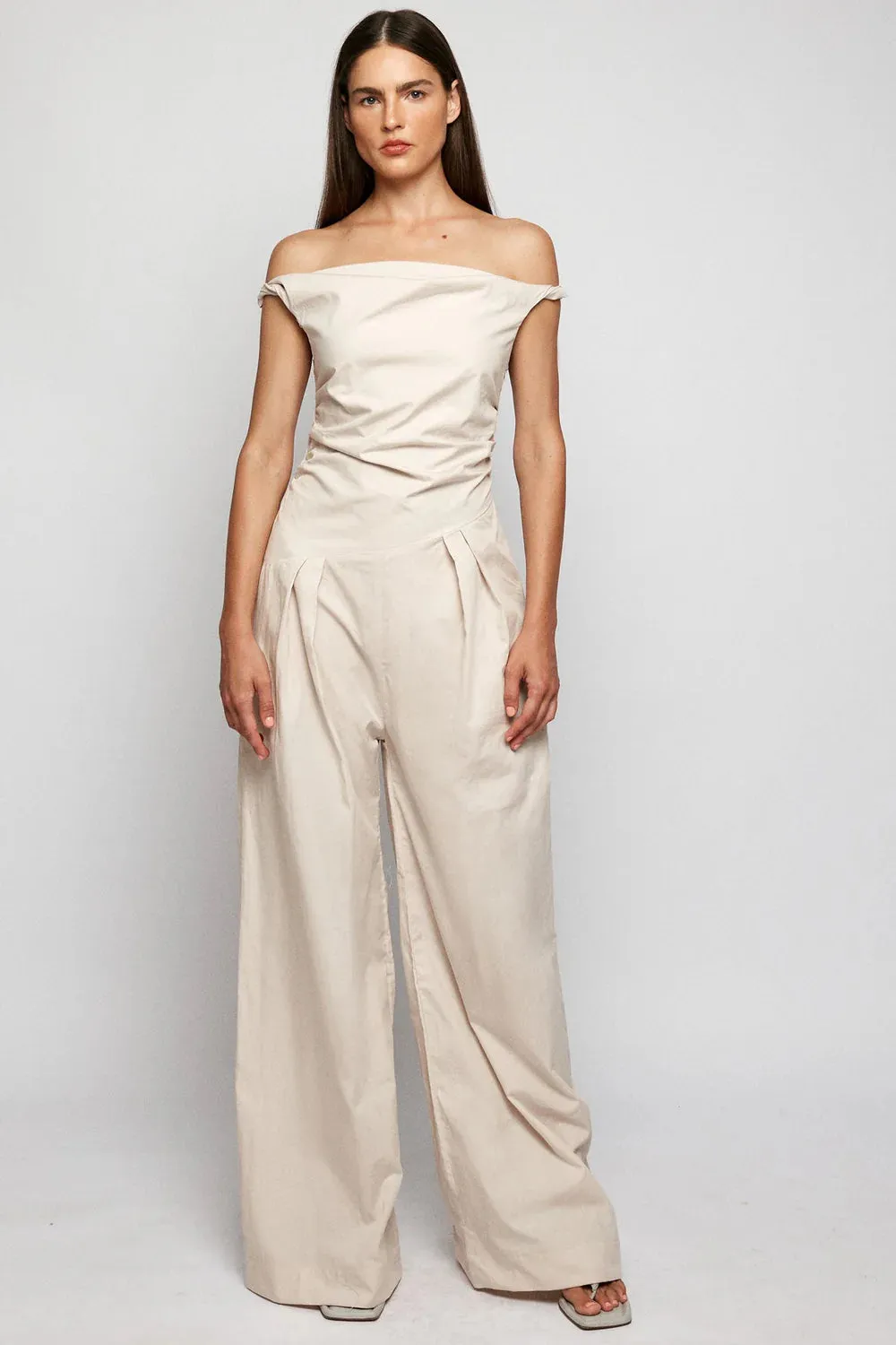 Rolled Shoulder Jumpsuit | Pewter