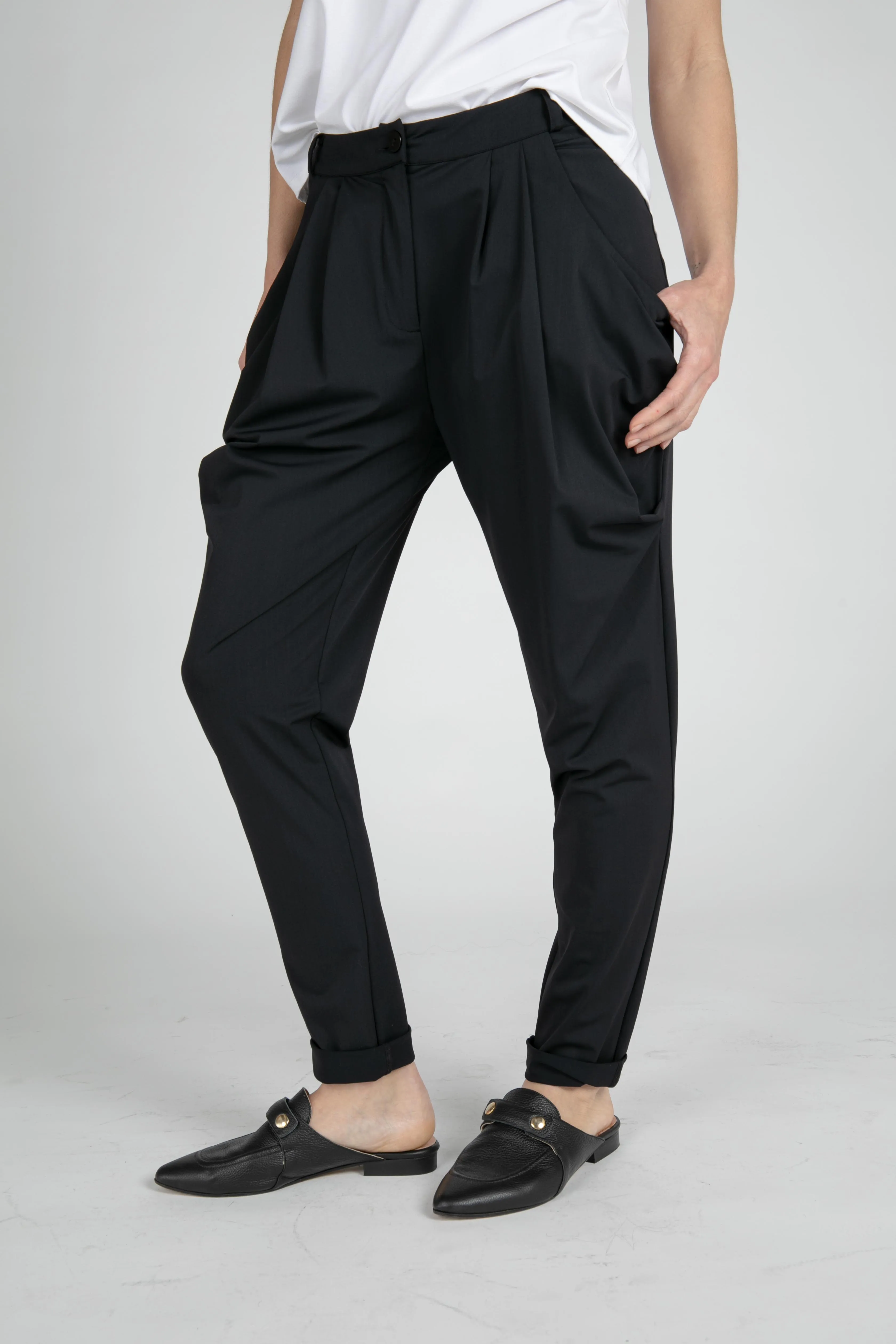 Sapphire Black Pleated Trousers