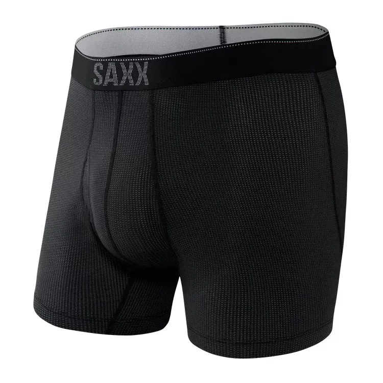 Saxx Men's Quest Quick Dry Mesh Boxer Brief w/Fly Black II